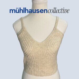 Auden Beige Ribbed Knit Bralette Small Soft Stretch Crop Top